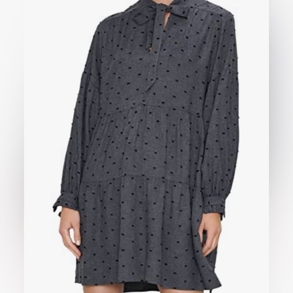 Zara Charcoal Long Sleeve Dress with Dots